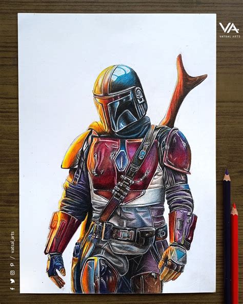 Mandalorian Color Pencils Drawing In 2023 Star Wars Art Drawings