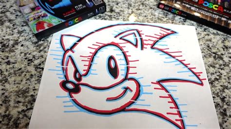Drawing Sonic The Hedgehog With Posca Markers Glitch Effect I Easy