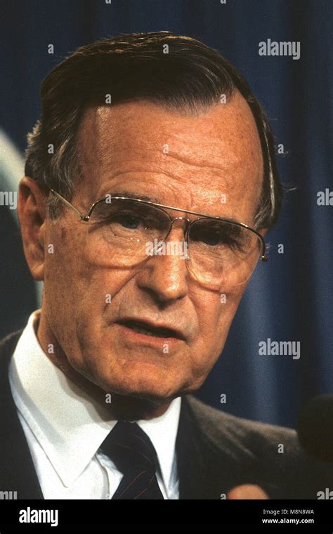 Washington Dc Usa 1989 President George Hw Bush At Microphone