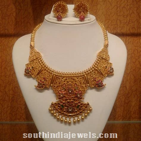 Traditional Mango Mala Necklace With Earrings South India Jewels