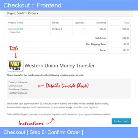 Opencart Western Union Moneygram Payment Module