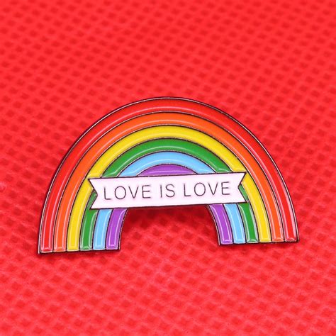 Rainbow Enamel Pin Gay Pride Brooch Love Is Love Same Sex Marriage Badge Equal Love Activist
