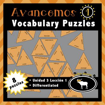 Avancemos 1, unidad 3, lección 1: Avancemos 1 Spanish Vocabulary Puzzles (Unidad 3 Lección 1 ...