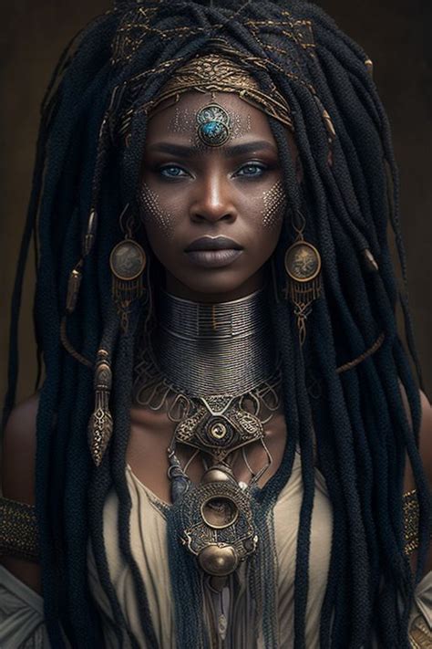 an african woman with dreadlocks and jewelry