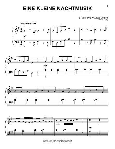 Eine Kleine Nachtmusik Sheet Music Direct