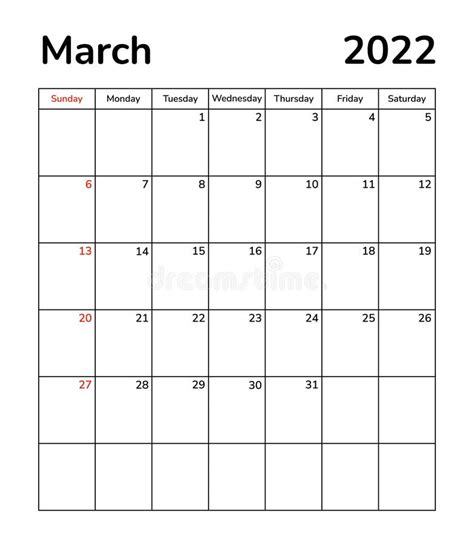 Páginas Mensuales De Planner 2022 Página Del Calendario Del Mes De