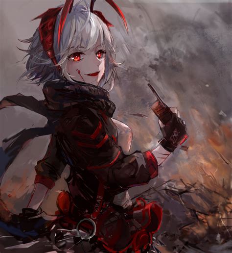 Safebooru 1girl D Absurdres Antennae Arknights Bangs Black Gloves