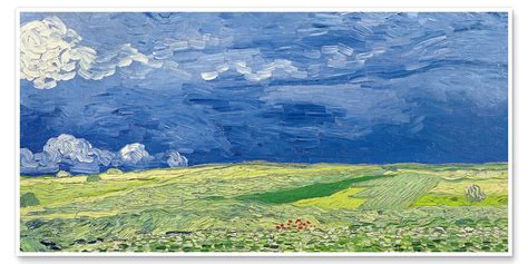 Champ De Blé Sous Un Ciel Orageux De Vincent Van Gogh En Poster