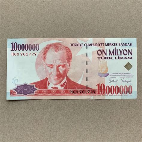 Turkey Million Lira Banknote Turkish Currency Mustafa Kemal Ataturk