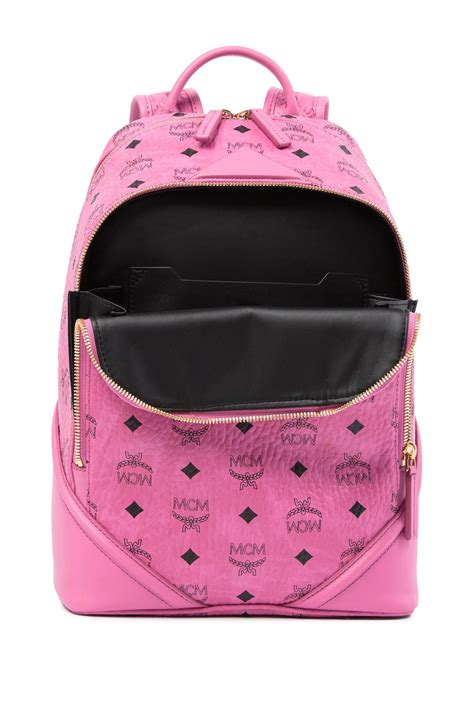Mcm Mini Pink Leather Backpack Lyst