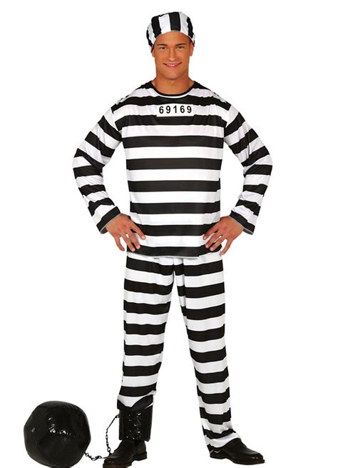 striped prisoner black and white costume