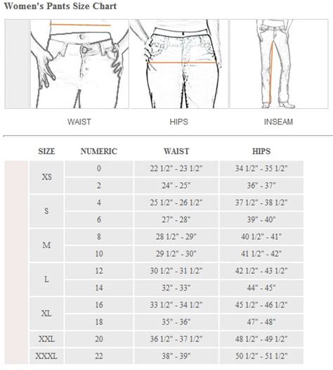 Mens Pants Size Chart To Womens