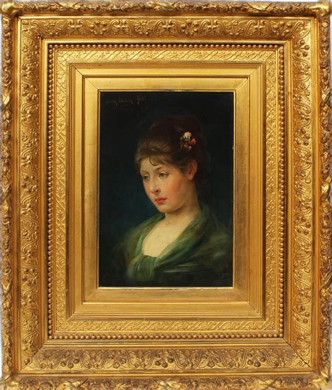 Henry Bacon Antique American Classical Portrait Beautiful Young Woman