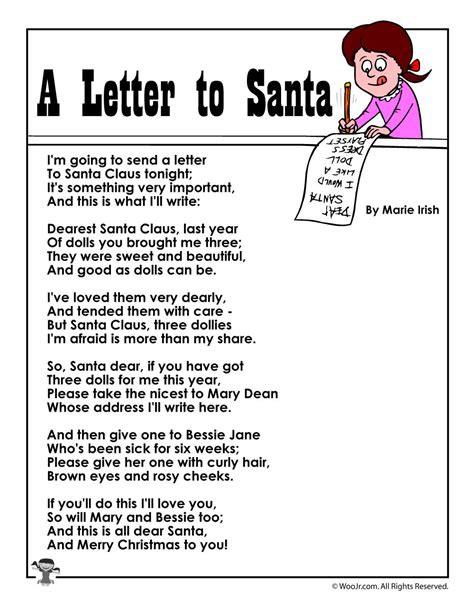 A Letter To Santa Poem For Students Woo Jr Kids Activities