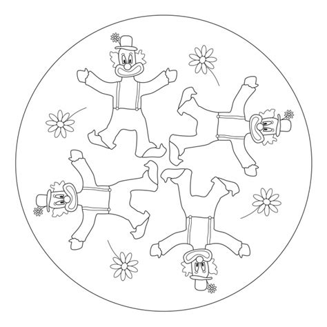 Kostenlose mandala vorlagen für kinder mit wunderschönen motiven zum thema kindergeburtstag. Clown Mandala for pre-K, kindergarten and elementary school