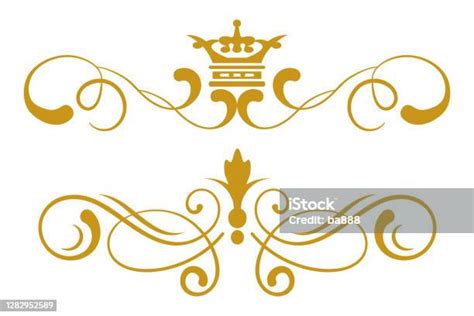 Seperangkat Elemen Kerajaan Emas Untuk Desain Anda Ilustrasi Stok