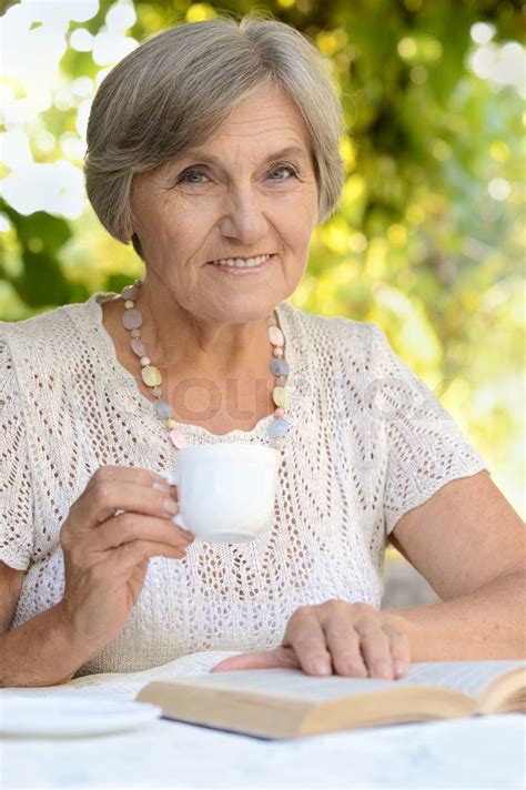 Middle Aged Woman Drink Tea Stock Image Colourbox