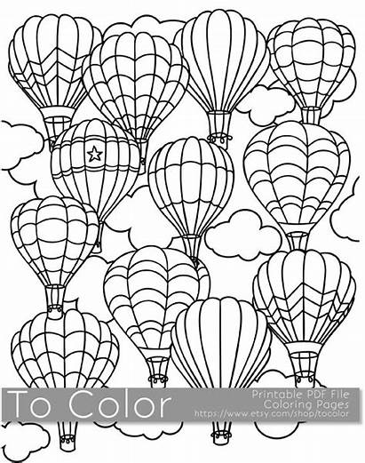 Balloon Coloring Air Adults Printable Pages Pdf