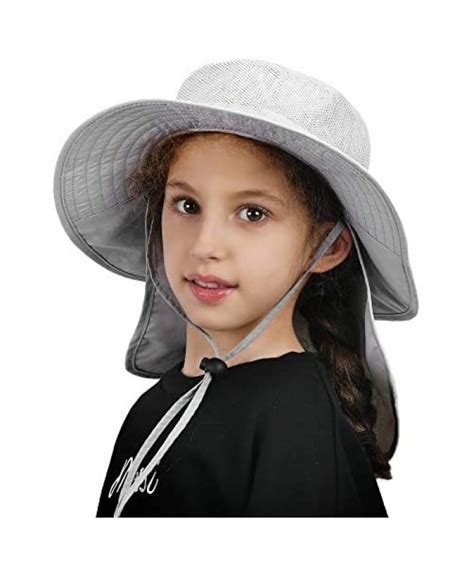 Camptrace Toddler Kids Sun Hat Wide Brim Bucket Hat With Neck Flap Upf