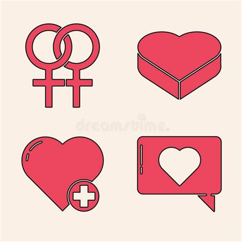 Set Like And Heart Female Gender Symbol Candy In Heart Shaped Box And Heart Icon Vector Stock