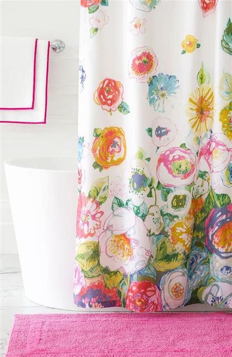 Flowers Of Summer Green Polyester Fabric Bathroom Shower Curtain