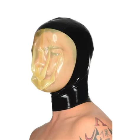Latex Hood Mask With Transparent Breathing Bag Black Gummi Rubber Mask Cosplay Picclick