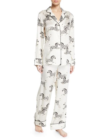 Olivia Von Halle Lila Diablo Printed Silk Pajama Set Neiman Marcus