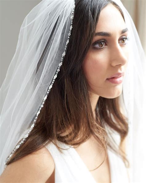 Layer Sophia Pearl Crystal Edge Veil In Hair Vine Veil Wedding Veils