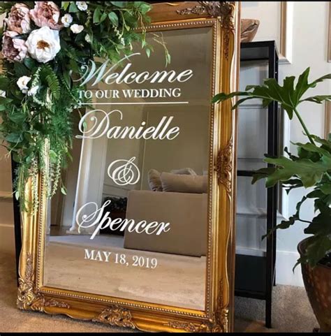 Personalized Wedding Welcome Sign Mirror Vinyl Sticker Simple Etsy