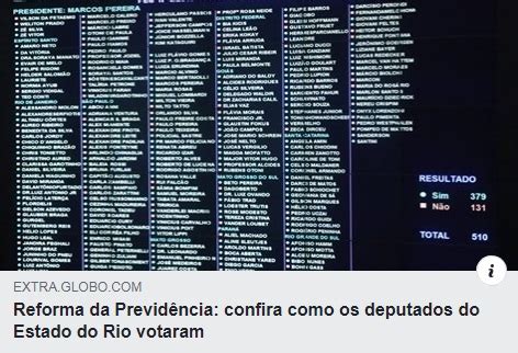 Veja Como Votaram Deputados Do Rio Na Reforma Da Previd Ncia Eliomar