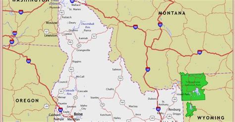 Idaho Highway And Road Map Raster Image Version World