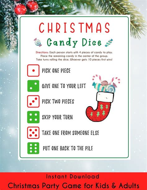 Christmas Candy Dice Game Holiday Party Game Christmas Etsy