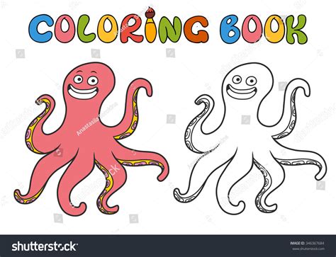 Cartoon Octopus Coloring Book Marine Theme Stock Vector Royalty Free