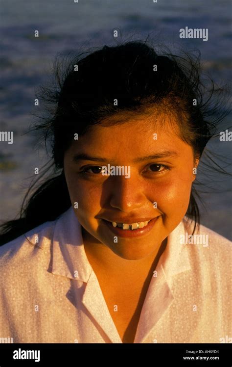 1 one ethnic maya mayan mexican people person female girl on beach head shot akumal quintana roo
