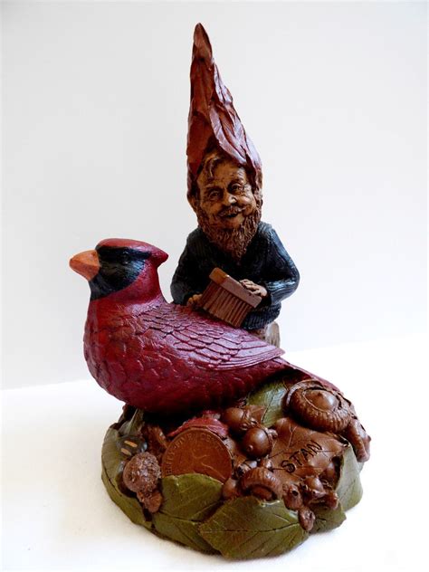 Vtg Tom Clark Gnome Stan And Red Cardinal Figurine Cairn Studio 1985