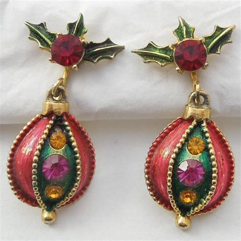 Vintage Christmas Ornament Dangle Clip Earrings From The Big O On Ruby Lane