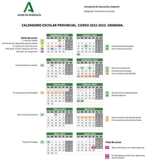 Calendario Escolar 2022 2023 En Andalucía 🗓️ 🏕️☀️