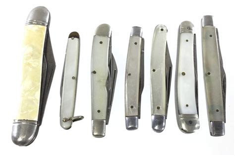 Lot Vintage Pearl Handled Folding Pocket Knives