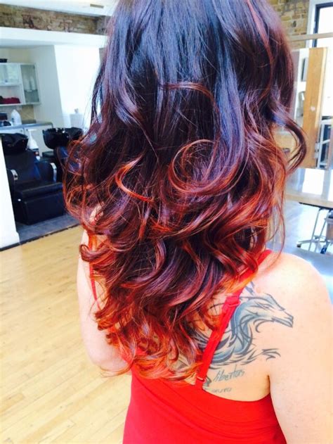 Red Copper Ombré On Dark Brown Hair Hair Styles Long Hair Styles