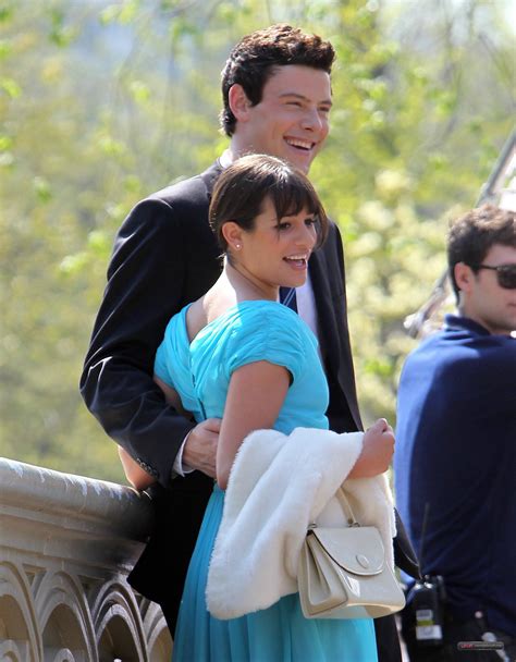 lea and cory filming glee in nyc lea michele and cory monteith photo 23370663 fanpop