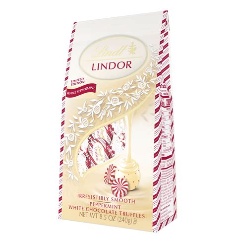 Lindt Lindor White Chocolate Peppermint Truffles Holiday Bag 85oz
