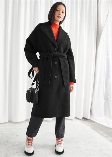 Oversized Belted Wool Coat Black Woolcoats And Other Stories Coat Coats Jackets Women