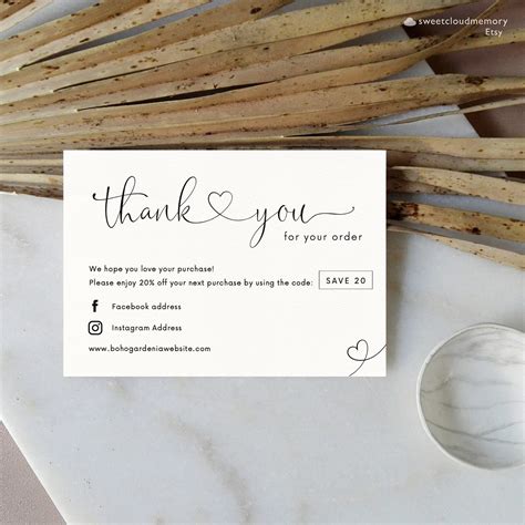 5 Sizes Business Thank You Card Template Simple Thank You Etsy Australia