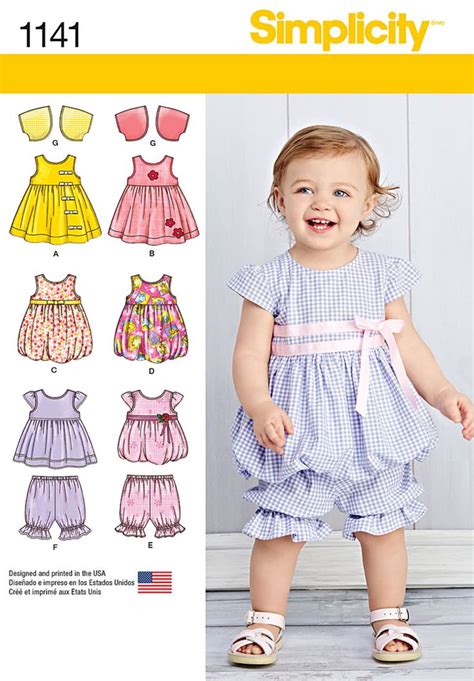 Simplicity 1141 Babies Dresses Baby Clothes Patterns Sewing Baby