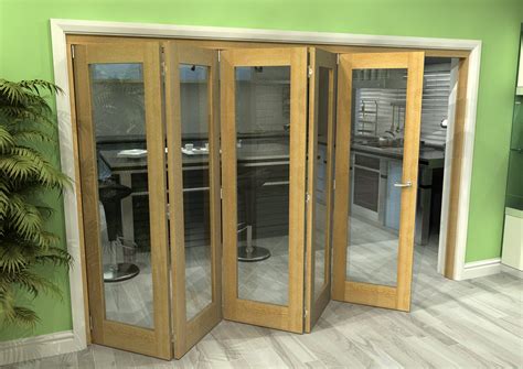 X Oak Unfinished Internal Folding Door System With Clear Glass