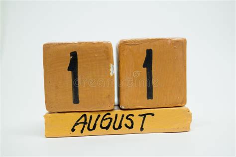 August 11th Day 11 Of Month Cube Calendar With Date And Pot With