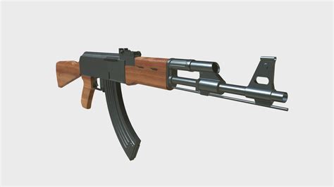 Ak 47 Kalashnikov Assault Rifle Buy Royalty Free 3d Model By