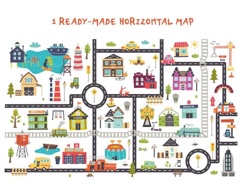 Kids Digital Map Creator City Transport Roads Building Etsy