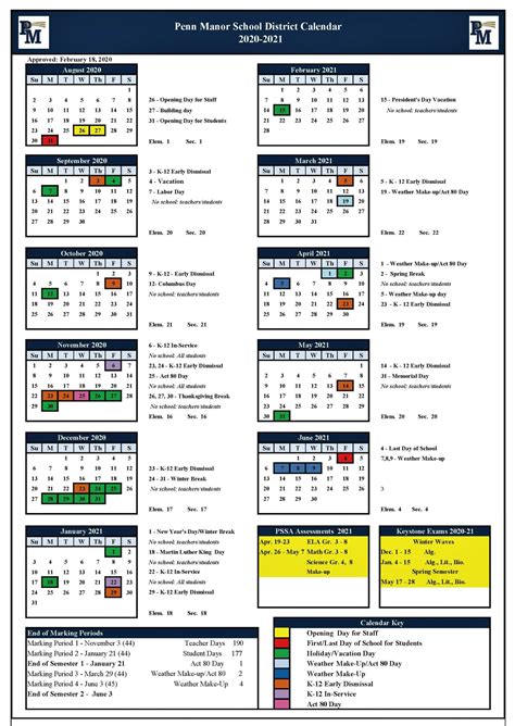 Penn Manor School District Holiday Calendar 2023 2024 District School