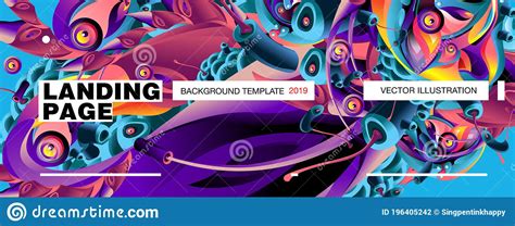 Vector Landing Page Background Template With Colorful Abstract Liquid